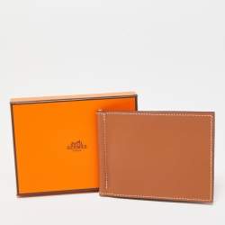 Hermès Gold Evercolor Leather Poker Compact Wallet