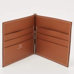 Hermes Gold Evercolor Leather Poker Compact Wallet