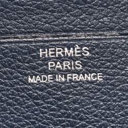 Hermes Blue de Malte Evercolor Leather Citizen Twill Compact Wallet