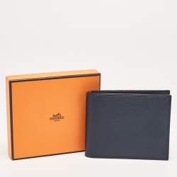 Hermes Blue de Malte Evercolor Leather Citizen Twill Compact Wallet