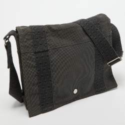 Hermes Grey Canvas Fourre Tout Besace Messenger Bag 