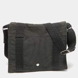 Hermes Grey Canvas Fourre Tout Besace Messenger Bag 