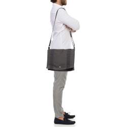 Hermes Grey Canvas Fourre Tout Besace Messenger Bag 