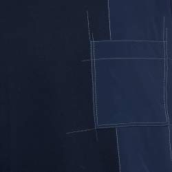 Pre Owned Hermes Navy Blue Cotton Knit Nylon Patch Detail Sweatshirt L