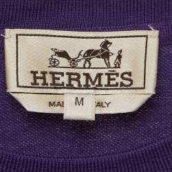Pre Owned Hermes Purple Cotton Pique Round Neck T-Shirt M