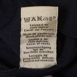 Hermes Navy Blue Patterned Cashmere and Wool Sweater L