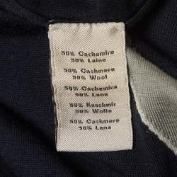 Hermes Navy Blue Patterned Cashmere and Wool Sweater L