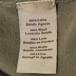 Hermes Grey Wool Ondes Cuir Crewneck Sweater L
