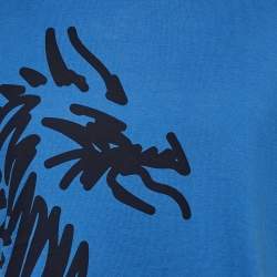 Pre Owned Hermes Blue Printed Cotton T-Shirt L