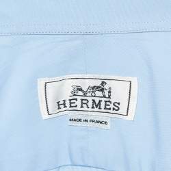 Hermès Blue Cotton Buttoned Up Shirt 4XL