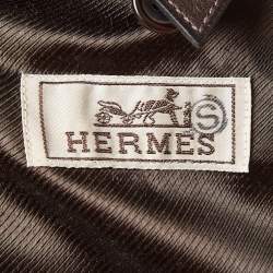 Hermes Dark Brown Leather Double Breasted Long Jacket XL