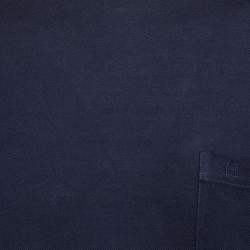 Pre Owned Hermes Navy Blue Cotton Pique Knit Half Sleeve T-Shirt M