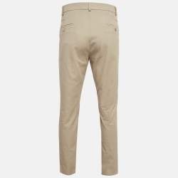 Hermes Beige Cotton Deperlant Decoupe Drill de Trousers L