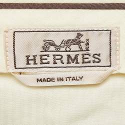 Hermes Beige Cotton Deperlant Decoupe Drill de Trousers L