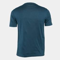 Pre Owned Hermes Blue Horseshoe Print Jersey Crew Neck T-Shirt XS