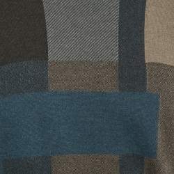 Pre Owned Hermes Blue Checks Cashmere Knit Crew Neck T-Shirt L