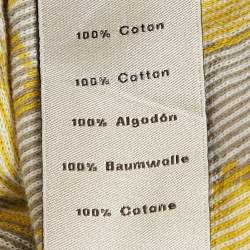 Pre Owned Hermes Yellow Puzzle Floral Knit Henley Collar T-Shirt XL