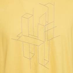 Pre Owned Hermes Yellow 3D H Embroidered Jersey Crew Neck T-Shirt L