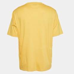 Pre Owned Hermes Yellow 3D H Embroidered Jersey Crew Neck T-Shirt L