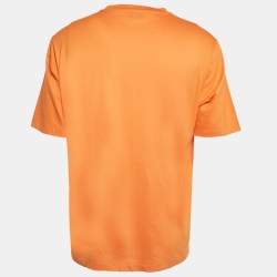 Pre Owned Hermes Orange 3D H Embroidered Jersey Crew Neck T-Shirt L