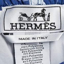 Pre Owned Hermes Blue Printed Nylon Swim Shorts XS