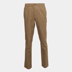 Hermes Brown Cotton Drawstring Straight Leg Pants M