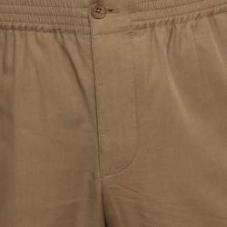 Hermes Brown Cotton Drawstring Straight Leg Pants M