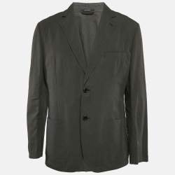 Hermès Green Cotton Blend Single Breasted Jacket XL