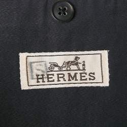 Hermes Dark Blue Cotton Blend Single Breasted Blazer XL