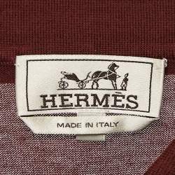 Pre Owned Hermes Dark Red Cotton Zip-Detail Polo T-Shirt M