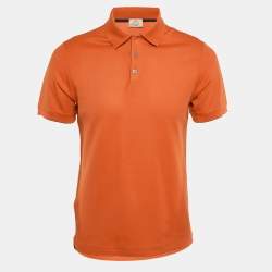 Pre Owned Hermes Orange Cotton Blend Polo T-Shirt M