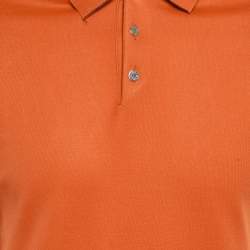 Pre Owned Hermes Orange Cotton Blend Polo T-Shirt M