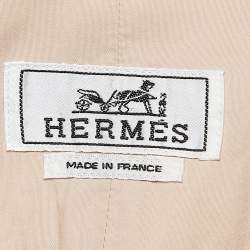 Hermes Beige Cotton Button Front Leather Trimmed Shirt M
