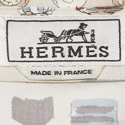 Hermes Grey/Multicolor Medal Print Button Front Shirt M
