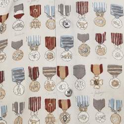 Hermes Grey/Multicolor Medal Print Button Front Shirt M