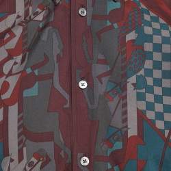 Pre Owned Hermes Multicolor Horse Abstract Print Cotton Shirt L