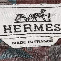 Pre Owned Hermes Multicolor Horse Abstract Print Cotton Shirt L