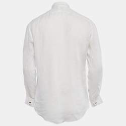 Hermes White Linen Button Front Shirt M