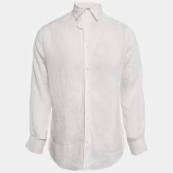 Hermes White Linen Button Front Shirt M