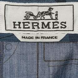 Hermes Blue Printed Cotton Button Front Shirt M
