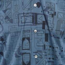 Hermes Blue Printed Cotton Button Front Shirt M