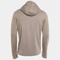 Hermes Grey Cotton Knit Hooded Zip-Up Jacket M