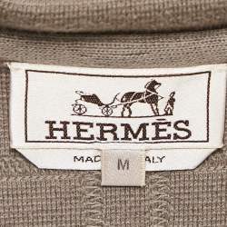 Hermes Grey Cotton Knit Hooded Zip-Up Jacket M