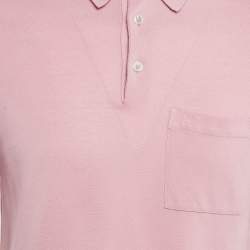 Pre Owned Hermes Pink H Embroidered Cotton Pique Polo T-Shirt S