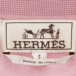Pre Owned Hermes Pink H Embroidered Cotton Pique Polo T-Shirt S