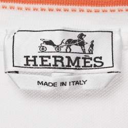Pre Owned Hermès White Cotton Piqures Sellier T-Shirt XXL