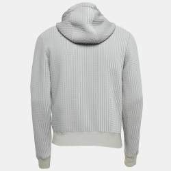 Hermes Grey Textured Nylon Zip-Up Hoodie S
