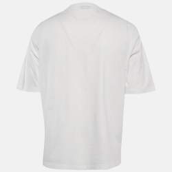 Hermes White Print Cotton Half Sleeve T-Shirt M