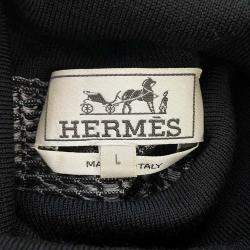 Hermes Black Virgin Wool Silk Flame Motif Sweater Men's Size L