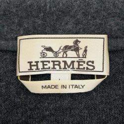 Hermes Gris Fonce Wool Cashmere Leather Detail Zip-Up Cardigan Men's Size L